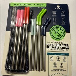 Manna Stainless Steel Reusable Straw Set with Silicone Tips